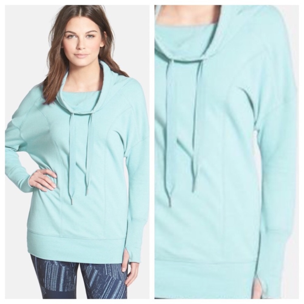 Host Pick Zella Women’s Cherished Too Sweatshirt Light Blue Funnel Cowl Neck